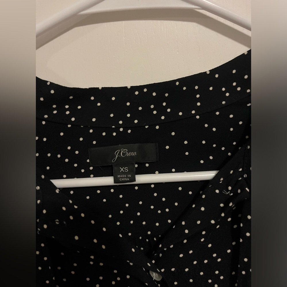 Women's JCrew Black and White Polka Dot Blouse‎ Long Sleeve Size Small J.Crew - Picture 3 of 5
